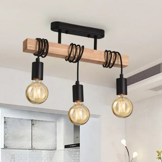 Rustic Winding Wood Chandelier for Bedroom, Dining & Living Rooms