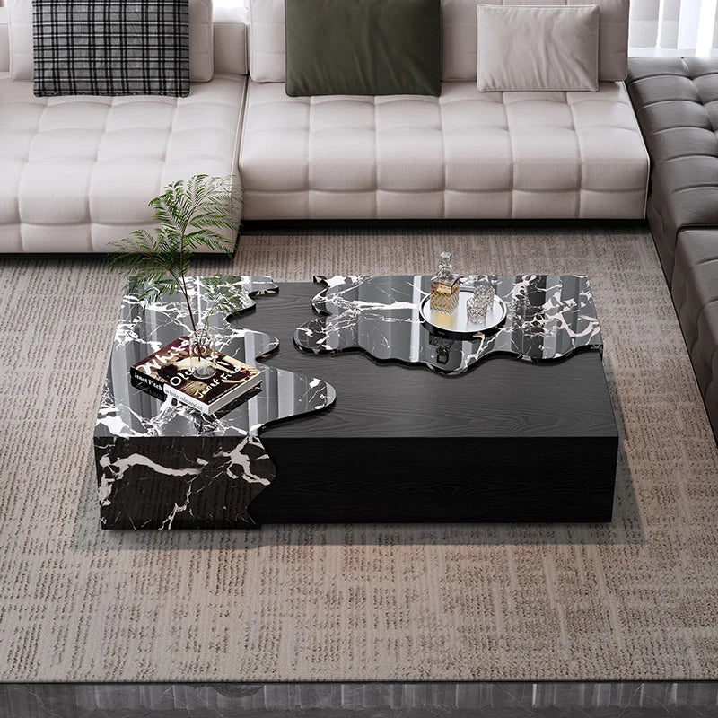 Italian Marble Coffee Table With Rectangle Art Furniture for Living Room