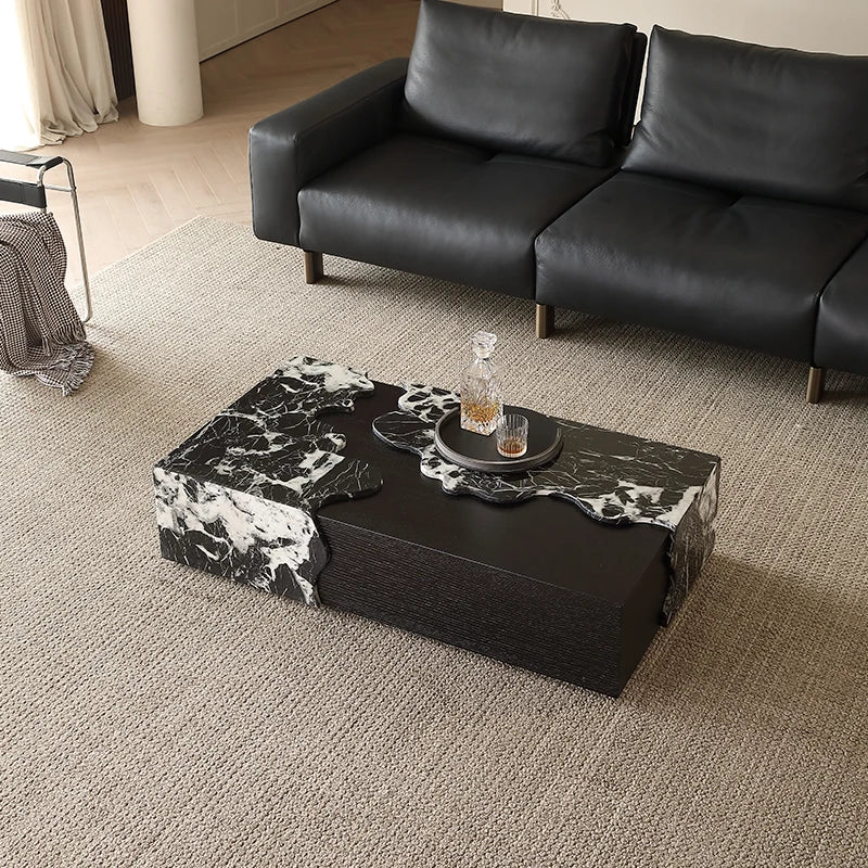 Italian Marble Coffee Table With Rectangle Art Furniture for Living Room