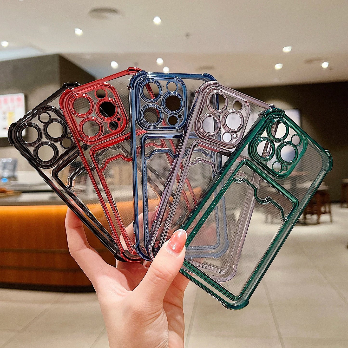 Sleek & Stylish Transparent Plating Phone Case: Soft Silicone Shockproof Wallet for iPhone 15/14/13/12/11 Pro Max Plus!