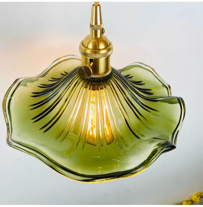 Brighten Up Your Space: Vibrant LED Pendant Light with Colorful Glass & Copper - Perfect for Bedrooms, Living Rooms, and Bars