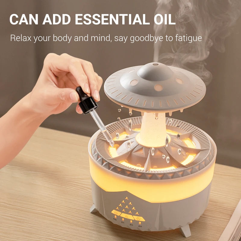 Enchanting Rain Cloud Humidifier & Essential Oil Diffuser: 350ml with 7-Color Night Lights & Remote Control!