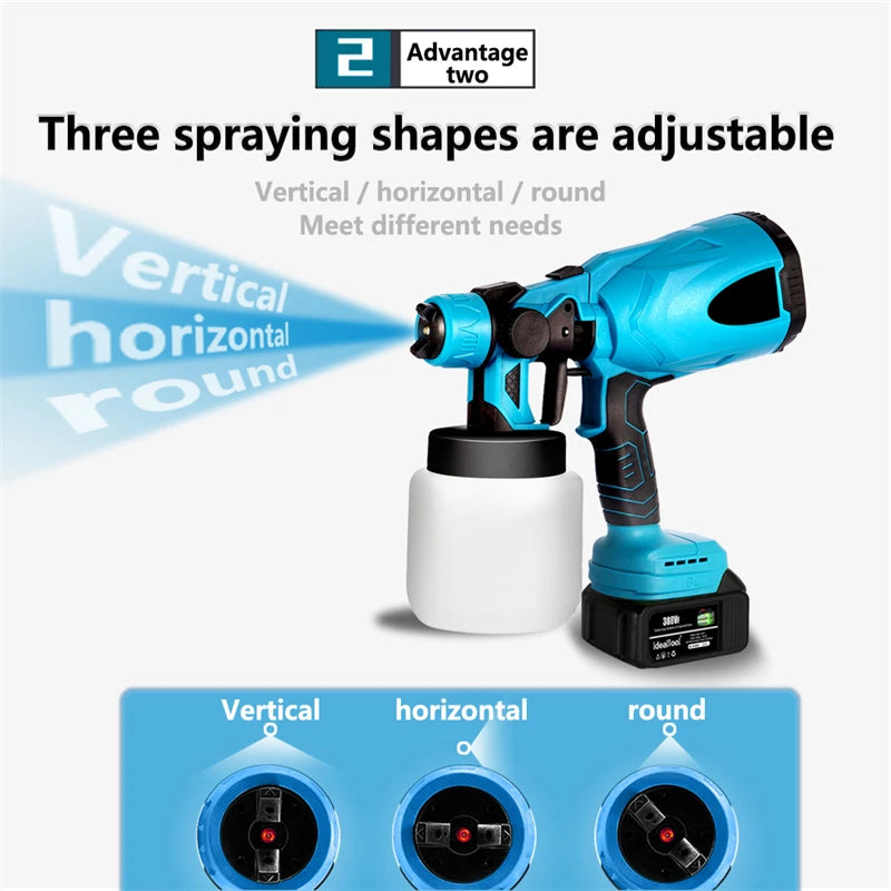 1000ML High-Power Cordless Electric Spray Gun: HVLP Paint Sprayer for Auto, Furniture & Steel Coating | Compatible with Makita 18V Battery