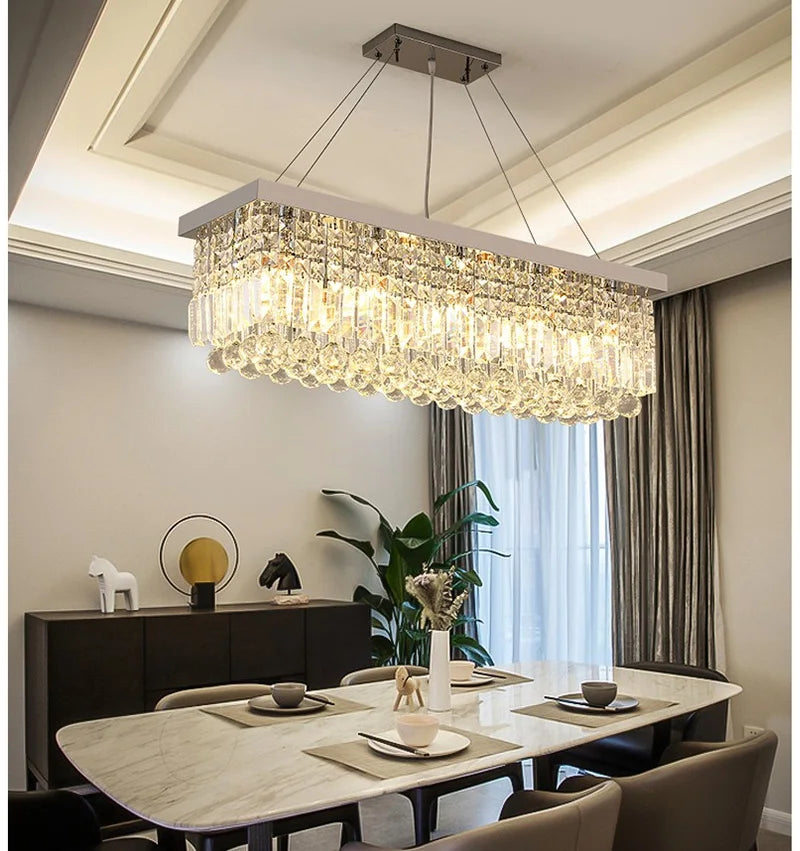 Modern LED Crystal Chandelier Hanging Light for Dining Rooms, Bedrooms & Living Spaces