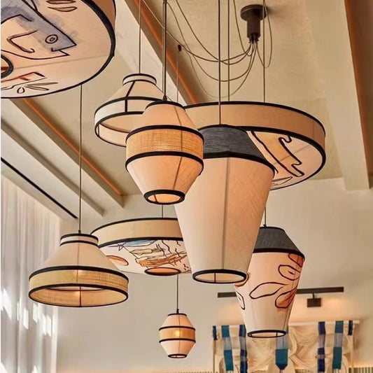 ZAYTINYA Fabric Pendant Lantern – Cozy Wabi-Sabi Lighting for Bedrooms & Dining Rooms