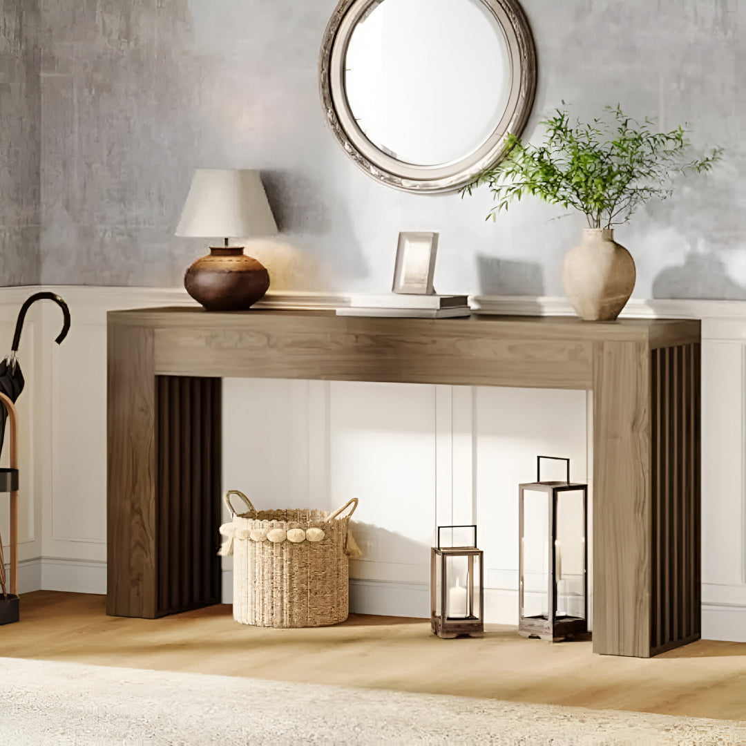 Modern Farmhouse Entryway Table with Stylish Vertical Legs Perfect for Hallways & Foyers