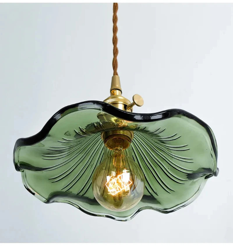 Brighten Up Your Space: Vibrant LED Pendant Light with Colorful Glass & Copper - Perfect for Bedrooms, Living Rooms, and Bars
