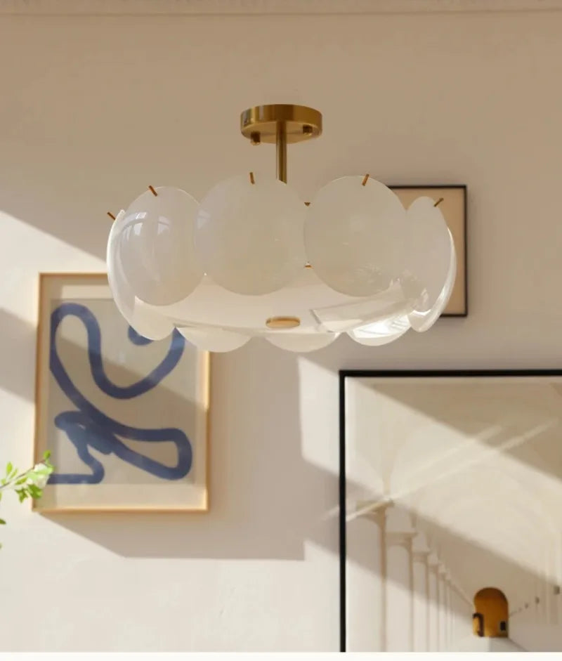 Sleek French Cream Ceiling Chandelier for Bedrooms & Living Rooms