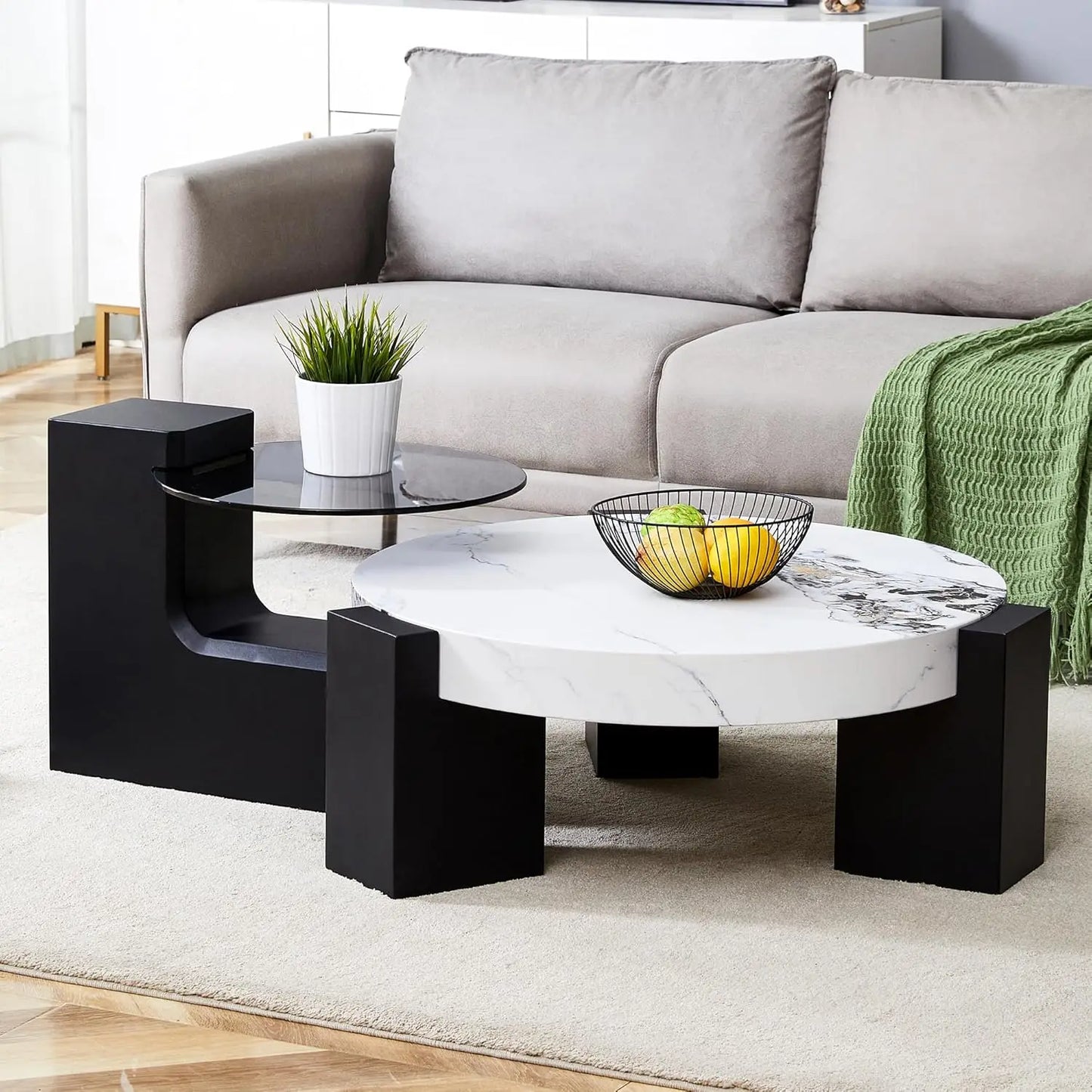 Modern Round Nesting Tables with Sleek MDF Tops for Living Room & Offices