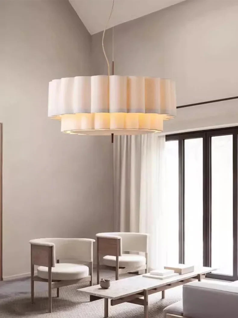 Wabi Sabi Fabric Chandelier Elegant Hanging Lamp for Modern Living & Bedroom Spaces