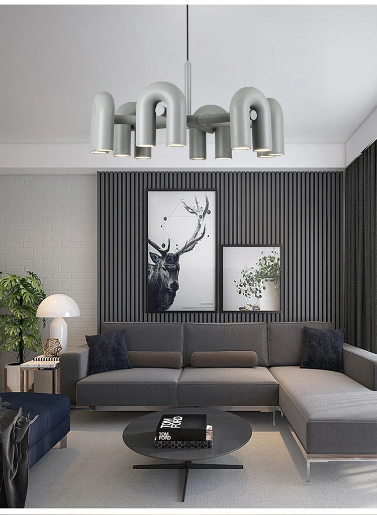 Modern U-Shaped Chandelier Minimalist Pendant Lamp for Kid's Rooms, Living Room & Bedroom Decor