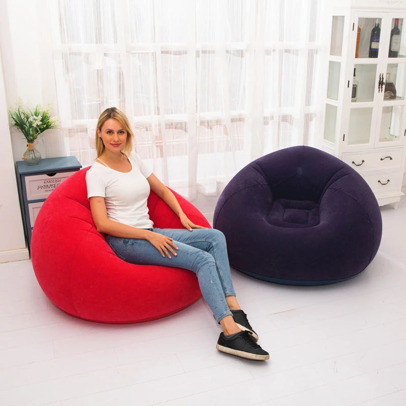 Large Lazy Inflatable Sofa Chair: Ultimate PVC Lounger & Bean Bag for Cozy Living Spaces