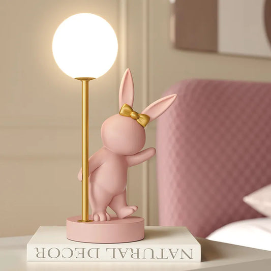 Nordic Pink Rabbit Cute Bunny Table Lamp Night Light