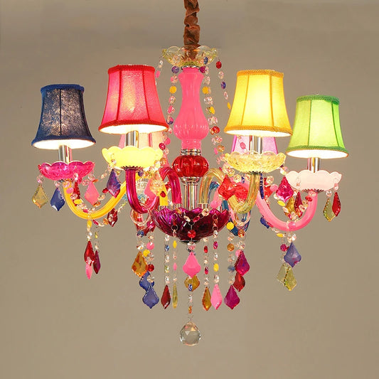 Colorful Crystal Chandelier for Girls’ Bedrooms