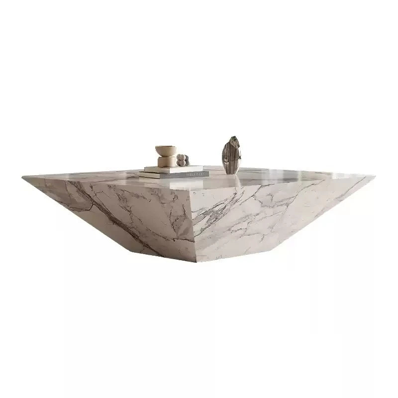 Italian Marble Coffee Table Set – Venetian Brown Stone Centerpiece Furniture