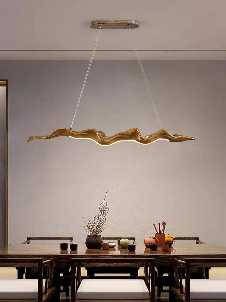 Vintage Resin Leaf Pendant Lights – Elegant LED Chandelier for Tea Houses, Dining Rooms & Bedrooms!