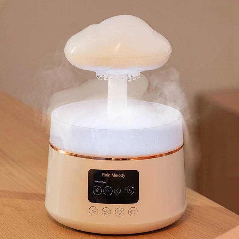 300ML Mushroom Rain Cloud Humidifier: Soothing Water Drops, Colorful Night Lights & Aromatherapy Bliss!