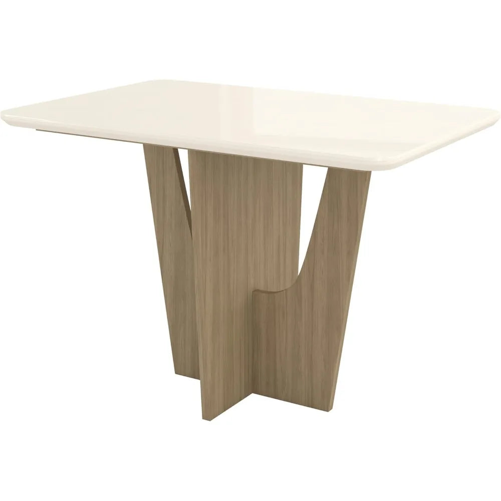 Luxury Italian-Style Glass Dining Table with Wood Base Perfect for Stylish Apartments & Homes