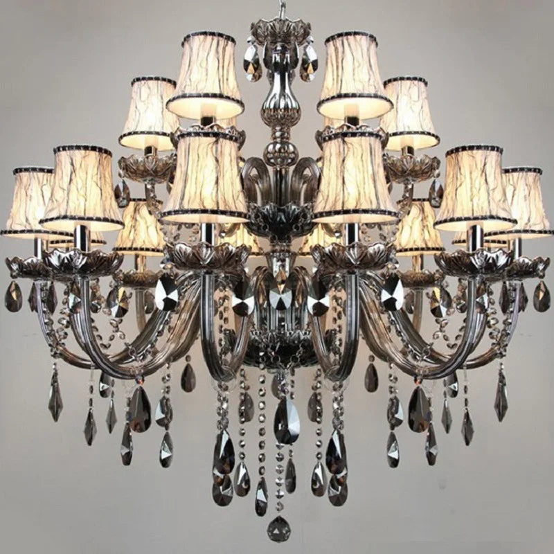 Luxury Smoky Grey Crystal Chandelier for Living Room & Bedroom