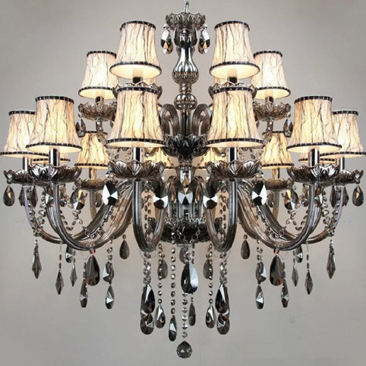 Luxury Smoky Grey Crystal Chandelier for Living Room & Bedroom