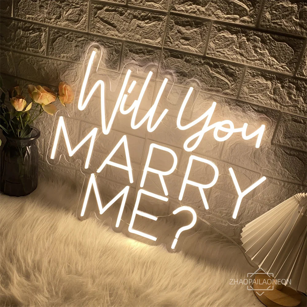 Will You Marry Me? Neon Sign – Perfect LED Decor for Weddings, Birthdays & Romantic Proposals!