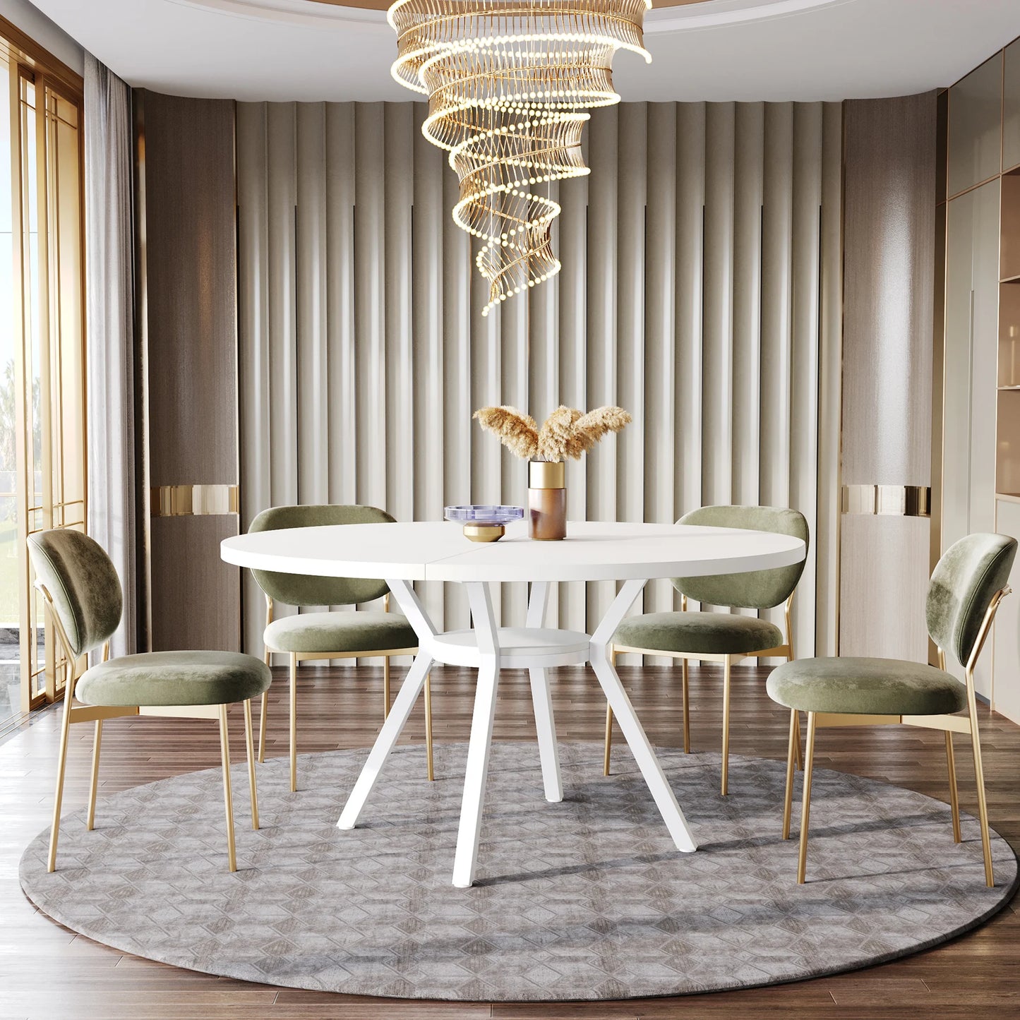 Tribesigns Circle Dining Table – 47-Inch Industrial Farmhouse Table for Kitchen & Dining