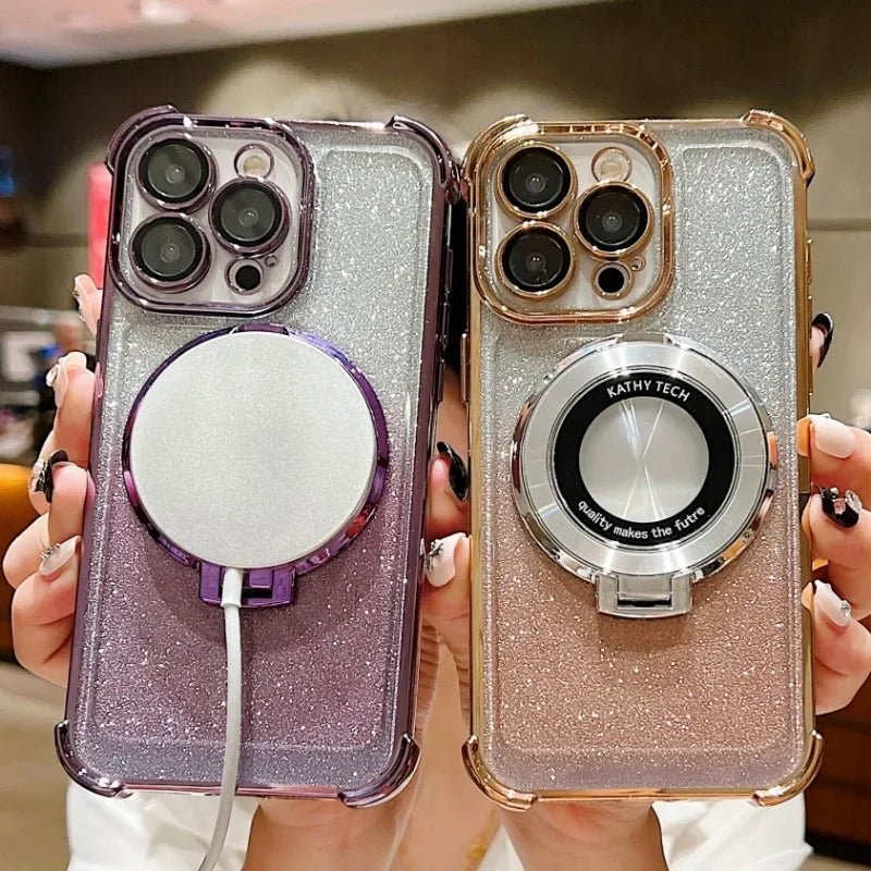 Fall-Proof & Fashion-Forward: Electroplate TPU Magnetic Case for iPhone 16 Pro Max