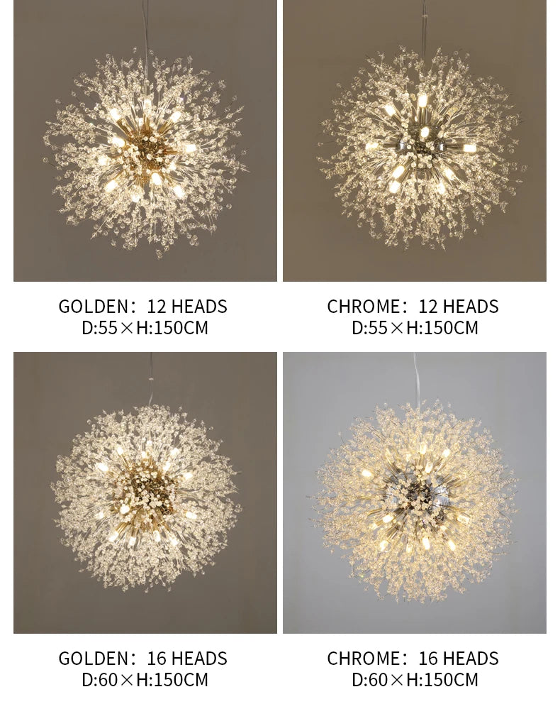 Dandelion Crystal Chandelier – Perfect for Stylish Bedrooms & Dining Areas!