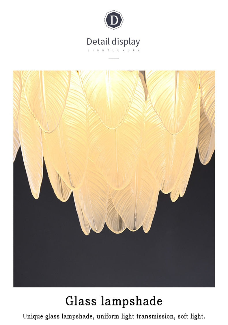 Sleek LED Chandeliers: Nordic Feather Pendant for Dining & Living - Modern Lighting