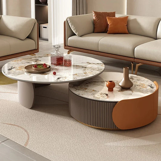 Luxury Marble Coffee Table – Unique Round Nordic Style Mesas for Living Room Décor