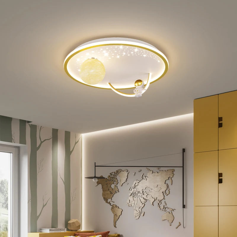 Modern Nordic LED Chandelier with Planets & Astronaut Design for Bedrooms