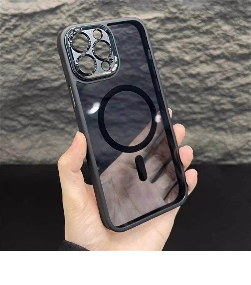 Crystal Clear & Shockproof: Luxury Acrylic Magnetic Case for iPhone 16, 15, 14 Plus & 16 Pro Max