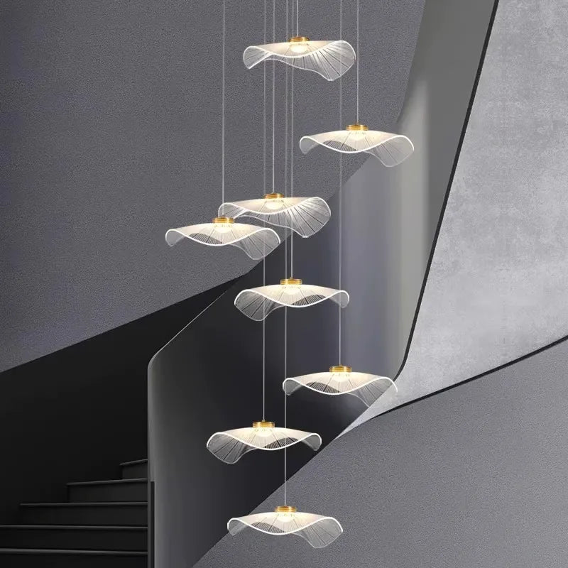 Innovative Hanging LED Chandeliers for staircases and Interiors and dining rooms