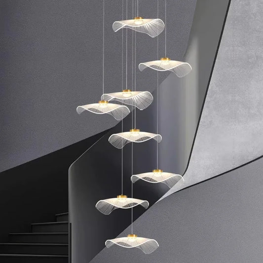 Innovative Hanging LED Chandeliers for staircases and Interiors and dining rooms