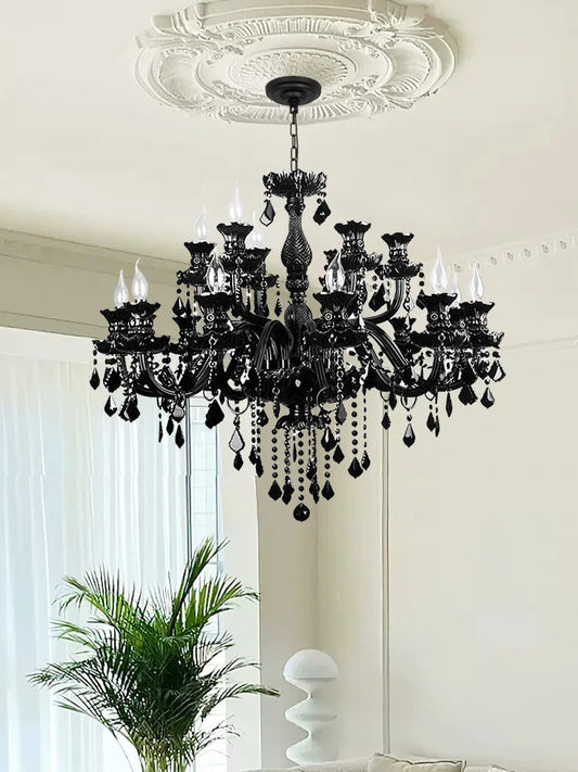 Bold & Beautiful Luxury Large Black Glass Chandelier with 18 Arms for Luxury Homes & Villas