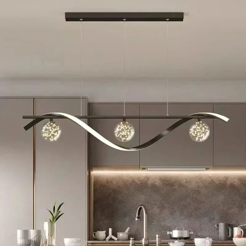 Sleek Glass Ball LED Chandelier for Living Rooms & Kitchens