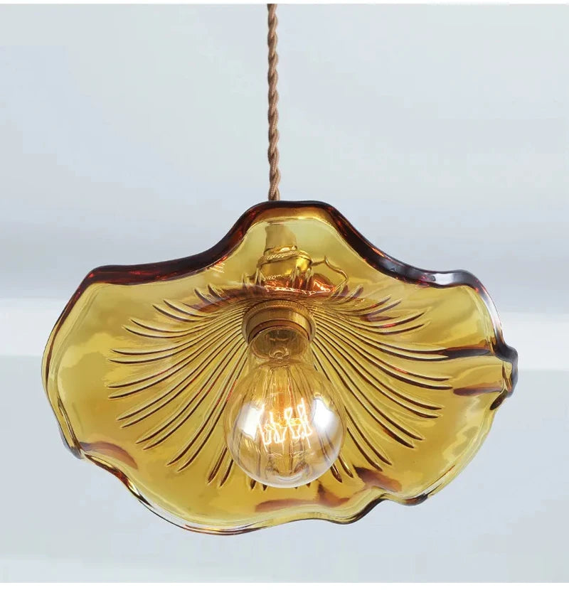 Brighten Up Your Space: Vibrant LED Pendant Light with Colorful Glass & Copper - Perfect for Bedrooms, Living Rooms, and Bars