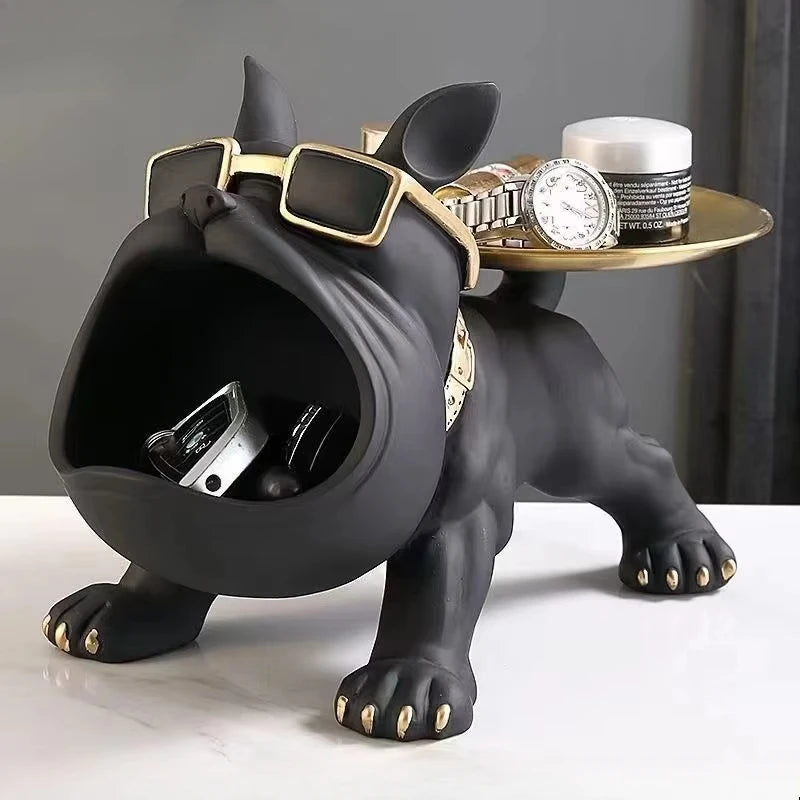 Animal Ornament & Storage Box – 22cm Bulldog Figurine for Home Decor or Gift