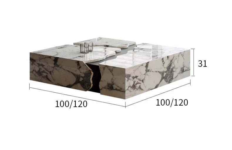 Italian Marble Coffee Table With Rectangle Art Furniture for Living Room