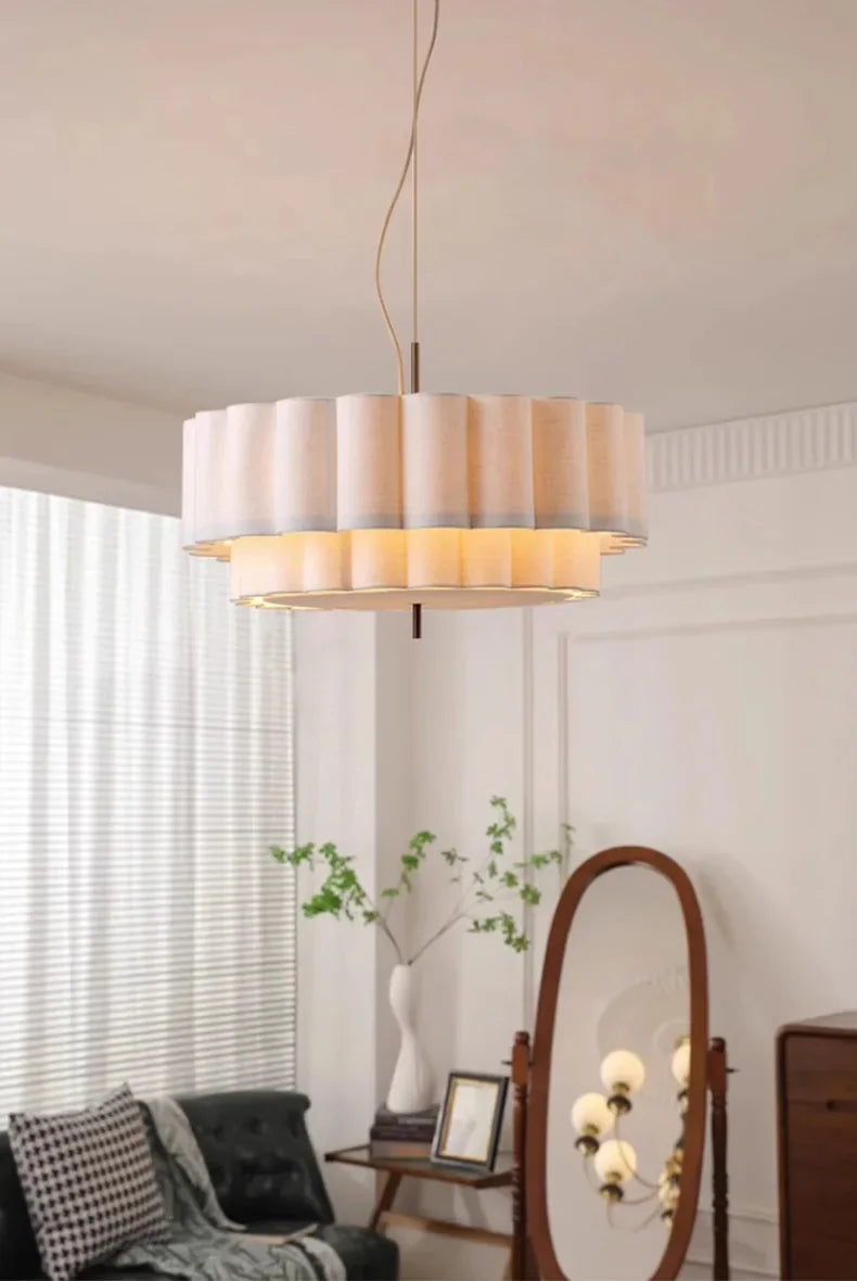 Wabi Sabi Fabric Chandelier Elegant Hanging Lamp for Modern Living & Bedroom Spaces
