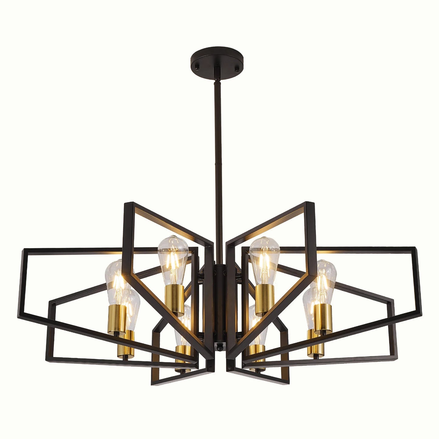 Luxury 8-Light Ceiling Chandelier – Geometric Metal Pendant for Stylish Interiors