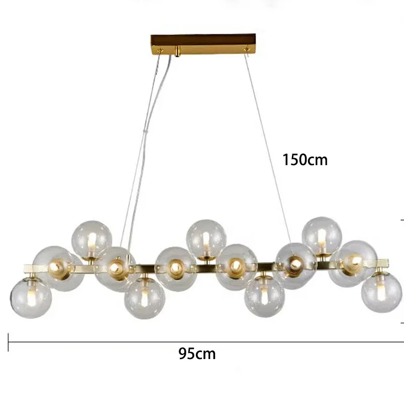 Modern Glass Bubble Chandelier Elegant Round Pendant Light Perfect for Living, Dining & Bedroom Spaces