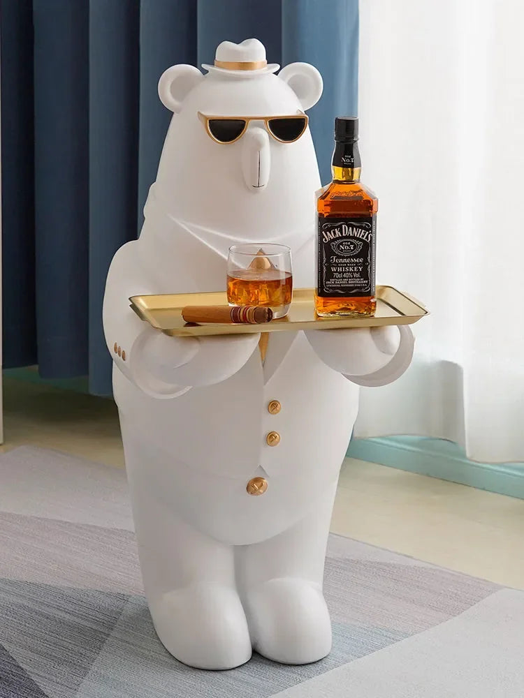 Large Resin Polar Bear Sculpture – Nordic Home Decoration & New Year Gift Idea