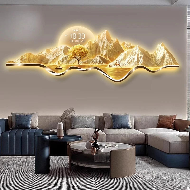 Gold Metal Wall Clock Luxury Aesthetic Wall Art with Creative Silent Mechanism