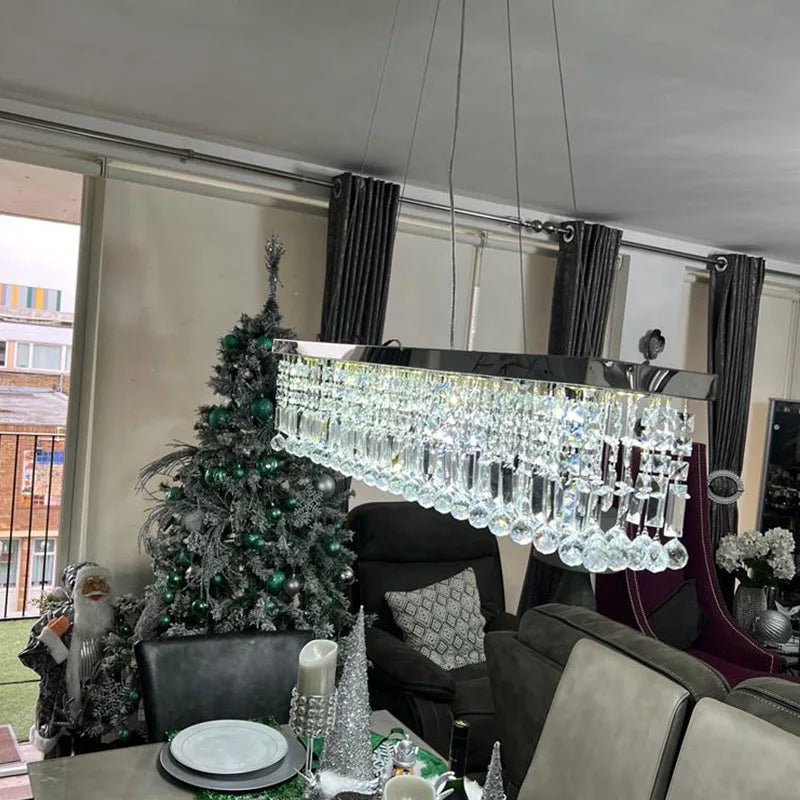 Modern LED Crystal Chandelier Hanging Light for Dining Rooms, Bedrooms & Living Spaces