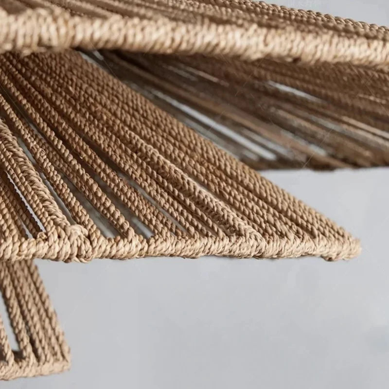 Handmade Japanese Wabi Sabi Rattan Pendant Light – Vintage Chandelier for Hotels & Homestays