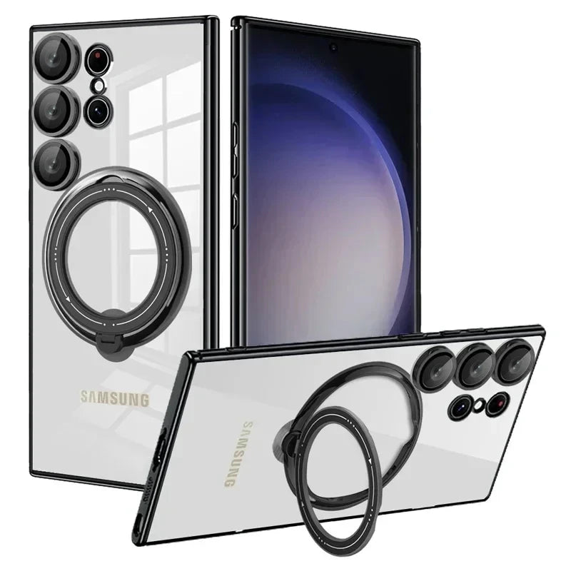 Magnetic Clear Ring Case with MagSafe for Samsung Galaxy S24/S23/S22 Ultra Plus - Ultimate Protection with Lens Covers!