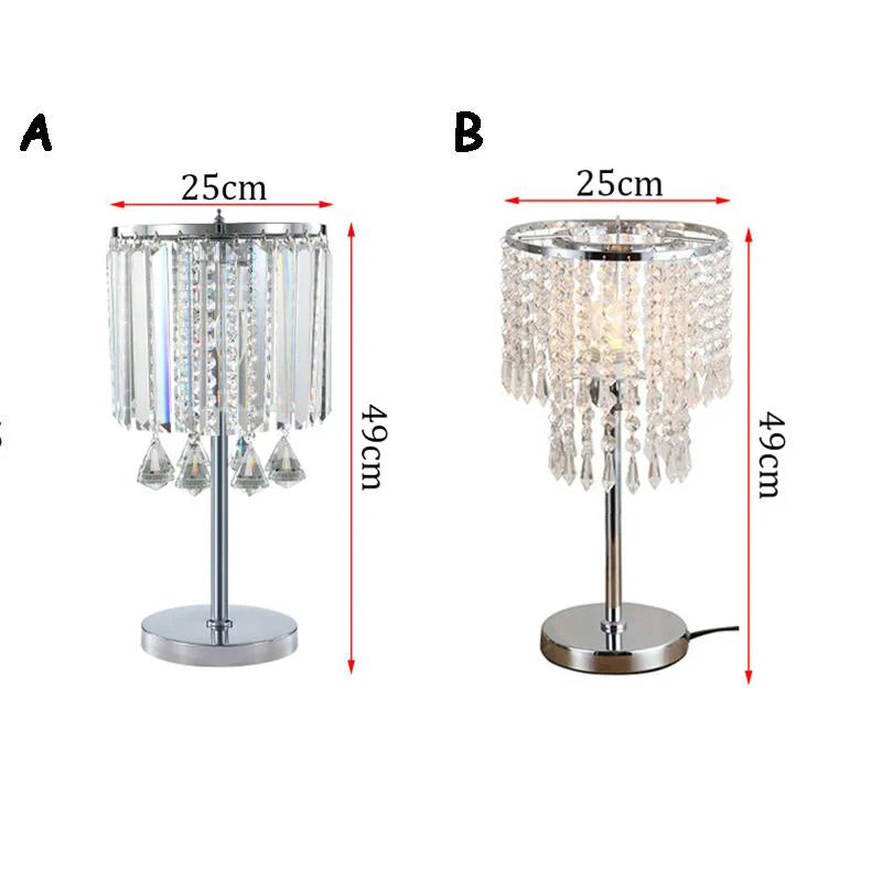 Luxury Crystal Table Lamps Modern Warm Beside Living Room Study Desk Lamps