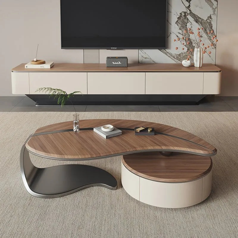 Storage Ready Wooden Coffee Table  Modern Luxury Nordic Centerpiece for Home