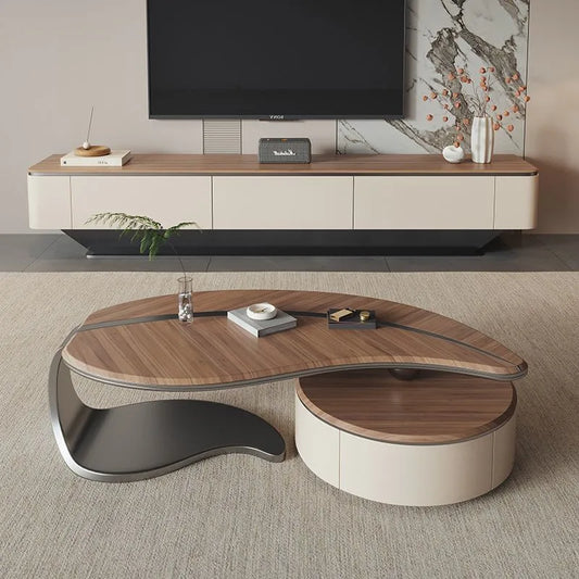 Storage Ready Wooden Coffee Table  Modern Luxury Nordic Centerpiece for Home